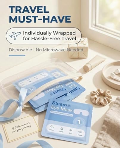 10 Packs Self Heating Steam Eye Mask: Warm Eye Compress for Dry Eyes, Stye Eye Treatment - Disposable Moist Heated Sleep Mask for Tired Eyes & Headache Relief - Ideal for Travel & Spa Gift(Unscented) - color: Blue -10 PCS