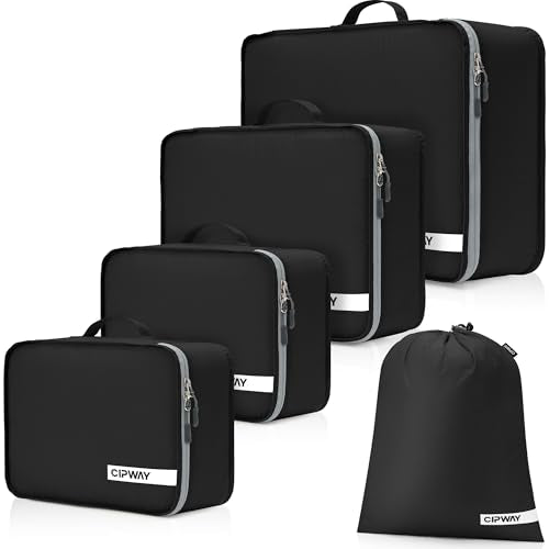 Packing Cubes for Travel Suitcase Organizer Bags & Luggage Cubes Accessories Lightweight 5 Set Black - color: Black