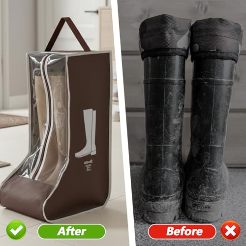 2 Pack Boot Storage Bag, Tall Boots Storage/Protector Bag, Portable Dust Proof Boot Bags for Cowboy Boots, Shoe Cover Protector Carry Bags with Handle for Organizer Packing Travel and Daily Use