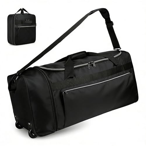 Uarition 130L Foldable Rolling Duffle Bag with Wheels, 34” Extra Large Duffle Bag for Travel, Carry On Luggage Duffel Bag for Traveling/Camping/Moving, Water Resistant, Black - color: Black, size: 130L Large