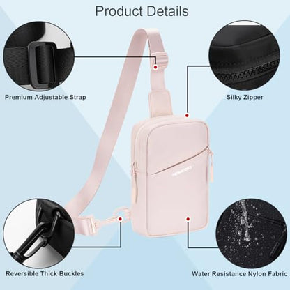 Small Sling Bag for Women Men Chest Bag Water Resistance Mini Crossbody Bag Adjustable Strap Lightweight Shoulder Bag - color: 10-beige
