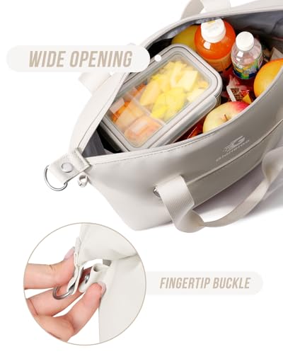 GLORIEROO Pastel Lunch Box Women | Insulated Soft Waterproof Leakproof Lunch Bag Cooler | Adjustable Strap | BPA-Free - color: Vanilla Cream