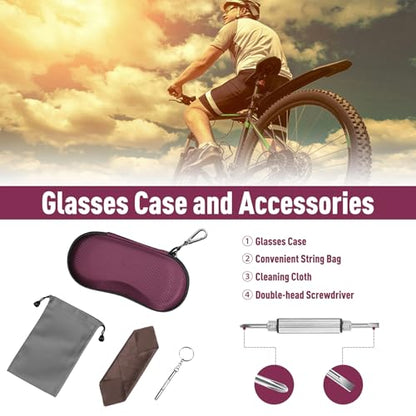 FINTIE Sunglasses Case, Hard EVA Shell Shockproof Sport Glasses Case with Metal Carabiner Travel Zipper Eyeglasses Holder - color: Dark Purple