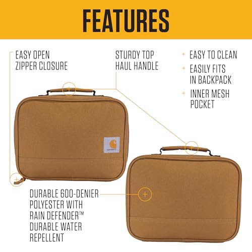 Carhartt Insulated Lunch Cooler For Men and Women, Fully Insulated Lunch Pale for Everyday Use, 4 Can (Black) - color: 4 Can (Black)