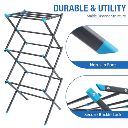 APEXCHASER Oversize Clothes Drying Rack, 3-Tier Drying Rack Clothing, Expandable Metal Laundry Drying Rack, Air Drying Rack, No Install, 24lb Capacity, 14.9" D x 29.3" W x 39.3" H, Graphite - color: Graphite
