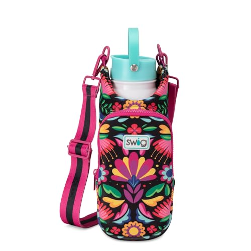 Swig Life Water Bottle Sling Bag, Water Bottle Holder with Adjustable Strap, Carrier Bag with Zippered Phone Pocket, Holds 36oz (Caliente) - color: Caliente