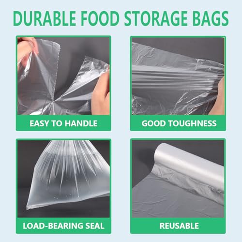 9527 Product 12" x 16" Clear Plastic Produce Bag, Food Storage Bag on a Roll, 350 Bags One Roll (2 Rolls), Freeze/Heat Clear Bag for Bread, Meat, Vegetables, Fruits - color: 12 x 20, size: 2 Rolls