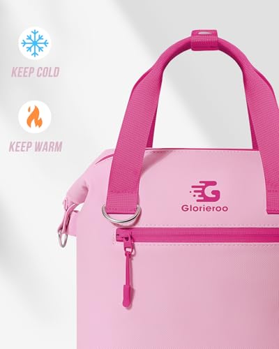 GLORIEROO Pastel Lunch Box Women | Insulated Soft Waterproof Leakproof Lunch Bag Cooler | Adjustable Strap | BPA-Free - color: Berry Blush