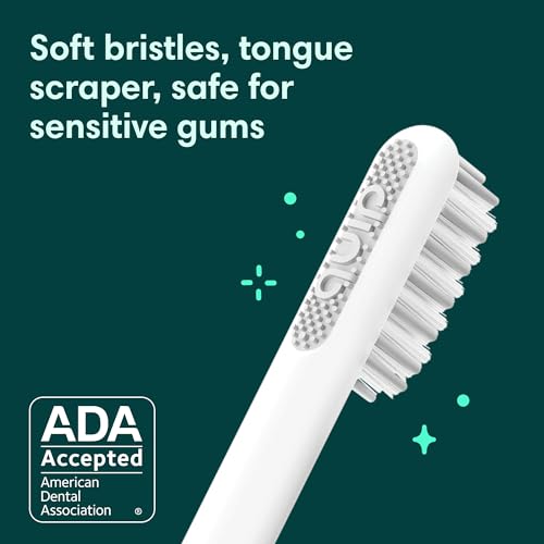 Quip Sonic Toothbrush for Adults with Timer - Includes Extra Brush Head and Travel Cover Mount - Electric, Soft Bristle Refill Head, Metal Handle, 3 Month Battery Life - Travel Toothbrush - Slate - color: Slate