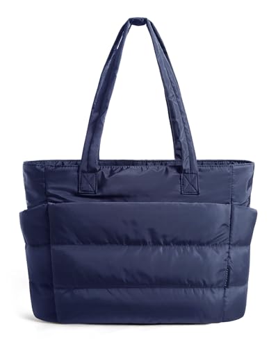 BAGSMART Tote Bag for Women, Lightweight Puffy Tote Bag with Compartments Shoulder Bag Handbag for Travel, Work, Gym | Lightweight - color: Navy Blue, size: Standard