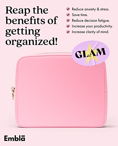 Embla Large Makeup Bag and Waterproof Nylon Travel Toiletry Bag, Large Capacity Cosmetic Zipper Pouch, Light Pink - color: Flamingo, size: Large