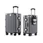 HotWay 26 Inch Aluminum Frame Luggage with Spinner Wheels, PC Hard Shell Suitcase with Cup Holder, Zipperless Luggage for Business Travel, Gray - color: Gray (PC+Aluminum), size: Checked in 26inch
