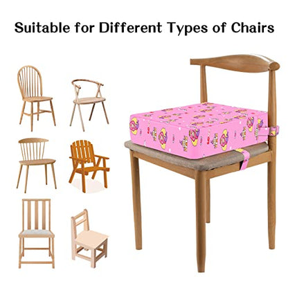 Toddler Booster Seat for Dining Table, Portable Kids Booster with Adjustable Safety Buckles, Non-Slip Bottom, Travel Cushion - color: Pink
