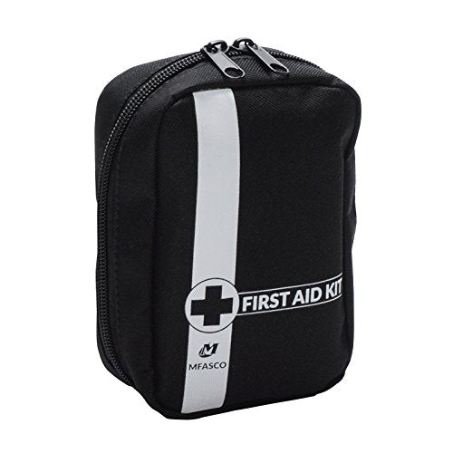 MFASCO Boy Scout Personal First Aid Kit-Compact Black Pouch Attaches to Belt or Bag, Scout-Compliant Supplies, Meets BSA Standards - Mini Emergency Kit for Travel, Hiking, Camping, Outdoor Use 6x4x2.5