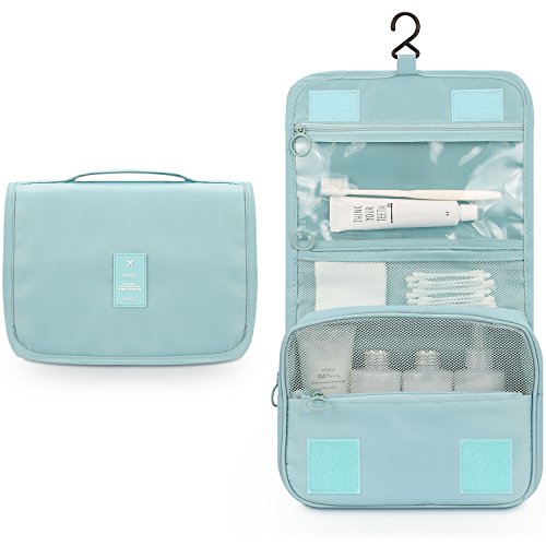 Mossio Hanging Toiletry Bag - Large Cosmetic Makeup Travel Organizer for Men & Women with Sturdy Hook - color: 01-Sky Blue