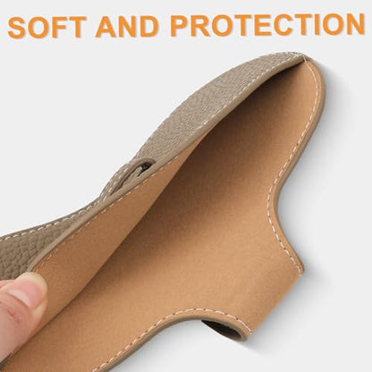 Leather Glasses Case, Portable Lightweight Soft Eyeglass Case, Travel Sunglasses Protective Case for Women Men - color: Brown