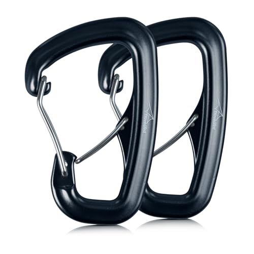 Heavy Duty Carabiner Clip Hook 8KN (1763 lbs), 2 PCS Ultra-Light Aluminum Caribeaners with Double Door D Ring Shape, for Hammock, Camping, Hiking, Backpacking, Dog Leash, Keychain Clip - style: 2#Black-2pc