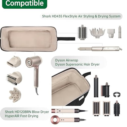 KarSyon Shark Flex Style Case for Dyson Airwrap Hair Dryer Brush Revlon Hair Tools Travel Bag Carrying Case Flat Curling Iron Organizer (Black) - color: Black
