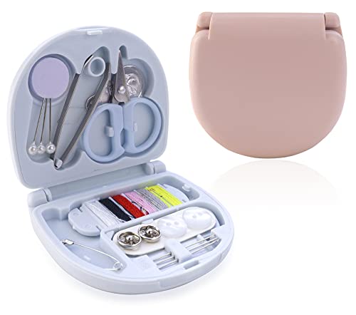 2 Pack Min Travel Sewing Kit DIY Supplies Portable Tool Kits Plastic Box Beginner Friendly Emergency Repair with Threads Scissors Hand Needles