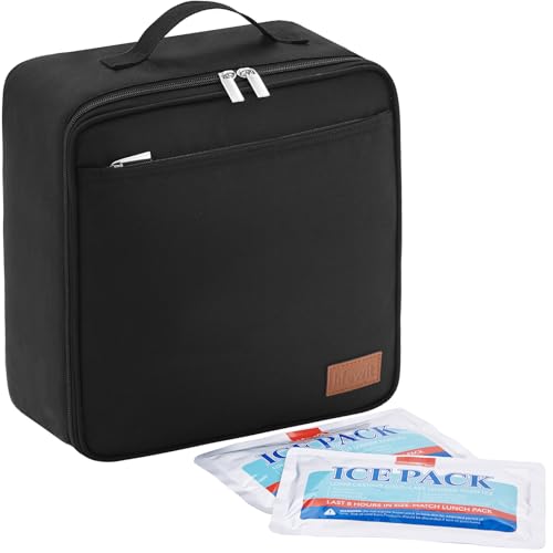 Lifewit Freezable Lunch Box, Insulated Reusable Lunch Bag with 2 Ice Packs, Mini Cooler Snack Bag for Bento Box for Salad, Sandwich, Snacks fo Men Women for Work, Black 8L - color: Black, size: 8L