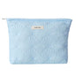 RSRSLEII Quilted Cotton Coquette Makeup bag, Coastal Granddaughter Aesthetic Cosmetic Bag, Cute Seashell Portable Travel Toiletry Pouch (11 Light Blue) - color: 11 Light Blue
