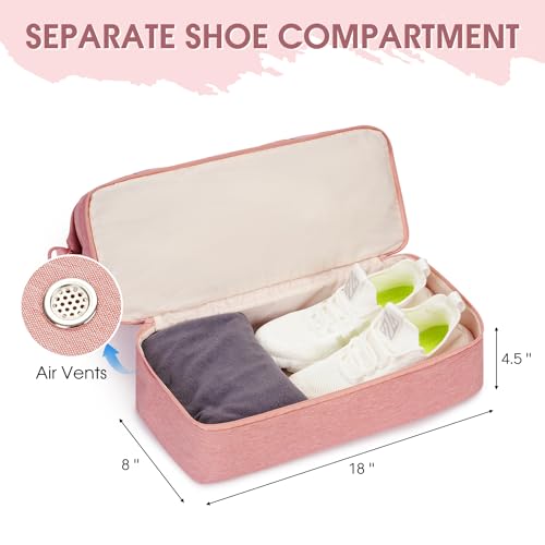 For Spirit Airlines Personal Item Bag Underseat Carry On Bag with Wet Pocket & Shoe Compartment & USB Charging Port - color: Pink