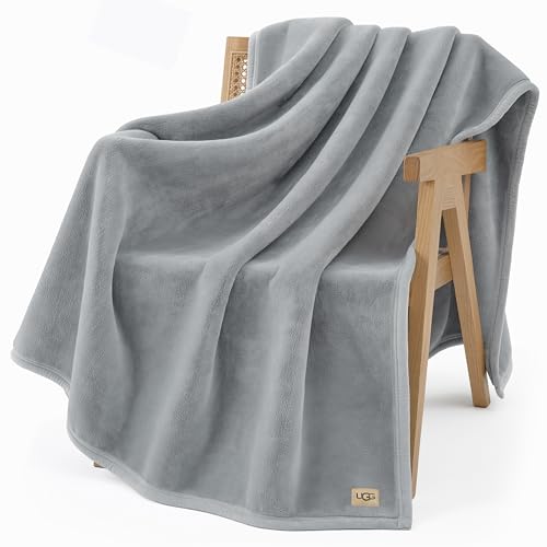 UGG Coco Plush Fleece Throw Blanket – Soft & Cozy Blanket for Couch, Bed & Sofa, Perfect for Home Decor, House Warming Gifts or Luxurious Birthday Gifts for Women, 50" x 70", Seal Gray - color: Gray