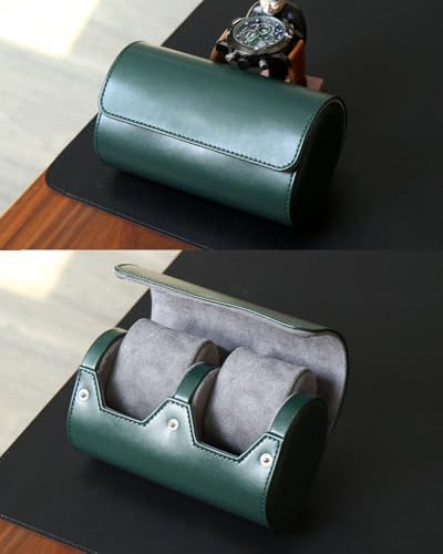 Watch Roll Travel Case for Men and Women with Suede Lining Portable 2 Slot Watch Display Storage and Organizer to Holder Large Watch(2 slot green) - color: 2 slot green