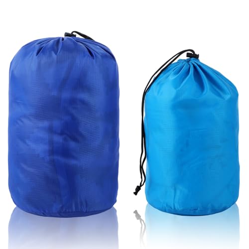 Stuff Sack Set, 2-Pack Stuff Sacks for Backpacking Ultralight Ditty Bags with Dust Flap Lightweight Compression Sack Bag Foldable Stuffing Bags for Traveling Hiking Backpacking