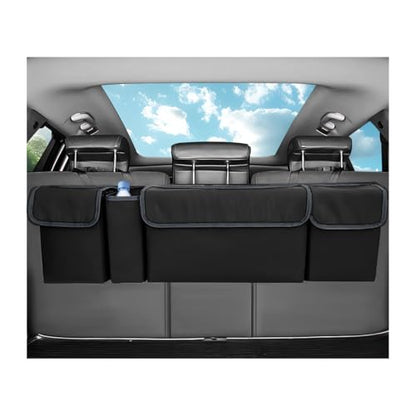 Yourkar Car Trunk Organizer, Oxford Backseat Storage Bag with 4 Pockets, Waterproof Adjustable Large Capacity Hanging Collapsible Bag for Most Vehicles, Universal Car Accessories