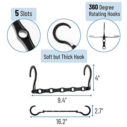 Mr. Pen- Space Saving Hangers, 8 pcs, 360° Rotating Hooks - color: Black, size: 8 Pack