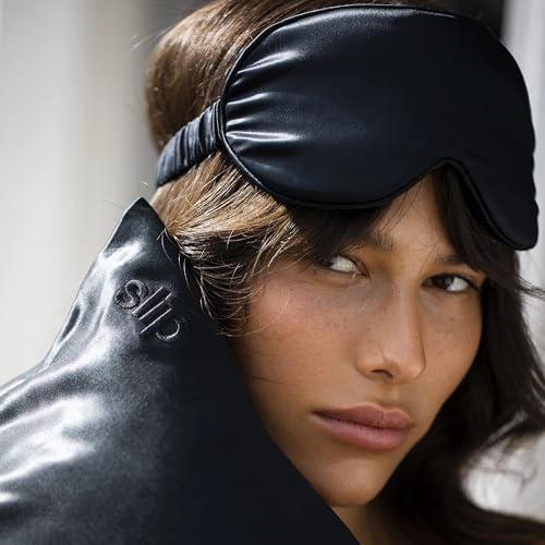 slip Contour Sleep Mask | 100% Pure Mulberry Silk, Ultra Soft | Contoured Design, Prevents Eye Pressure | Adjustable Strap, Ideal for Travel - Black - color: Black