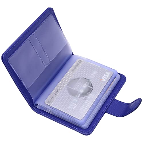 Wisdompro Credit Card Holder, PU Leather Slim RFID Blocking Debit Card Protector Wallet Organizer Case with Magnetic Shut (Build in 20 Card Slot & 7 Small Cells for Memory Cards)-Vertical Blue - color: Blue, size: Vertical