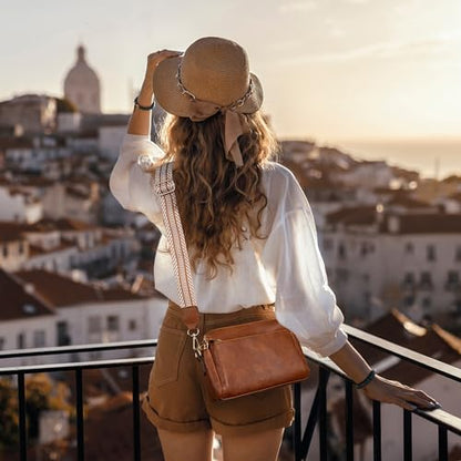 Anti Theft Crossbody Bag for Women, Slash-resistant RFID Blocking Travel Purses, Small Shoulder Bag Handbag - color: Brown