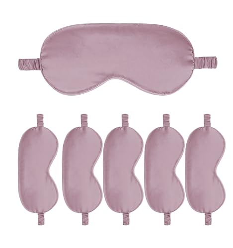 6PACK Silk Sleep Mask Satin Eye Masks Blackout Silky Eyeshade Cover Soft Blindfold Eyeshades for Women Sleeping Travel Gift - color: Taupe