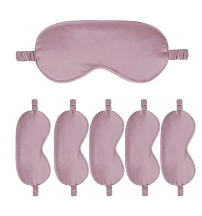 6PACK Silk Sleep Mask Satin Eye Masks Blackout Silky Eyeshade Cover Soft Blindfold Eyeshades for Women Sleeping Travel Gift - color: Taupe