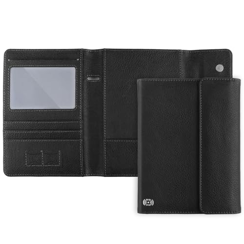 WALNEW RFID Passport Holder Travel Organizer, Fits International Driving Permit (IDP), PU Leather Document Holder for One Passport, Stylish Travel Accessory, Black - color: Black
