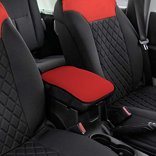 FH Group Neosupreme Red Flat Pattern Center Console Pad – Water-Resistant Armrest Cover Protector for Cars, SUVs & Trucks - color: Red, style: Console Cover (Plain)