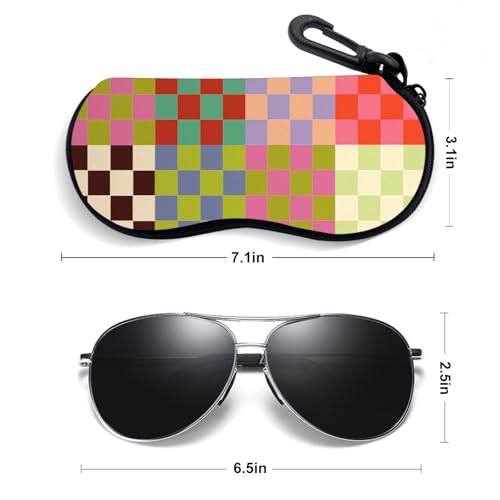 Sunglasses Soft Case, Ultra Light Portable Neoprene Zipper Glasses Case for Men Women - color: Colorful Plaid