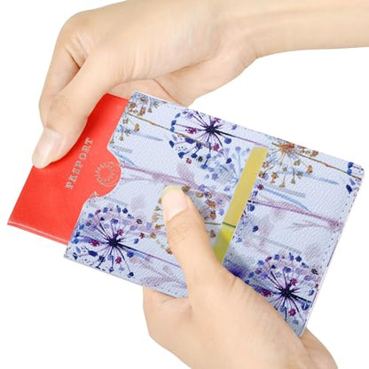 XEYOU Passport Holder Cover - Ultra Slim Premium Vegan Leather Travel Wallet Case Cover - color: Purple Dandelion