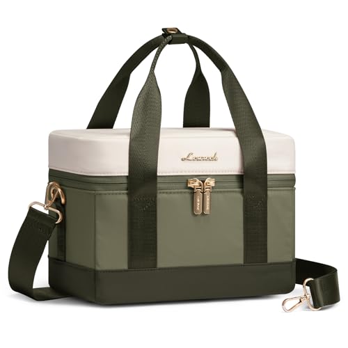 LOVEVOOK Insulated Lunch Bag for Women & Men - Cooler Lunch Tote and Lunch Box for Work and Travel, Light Green-beige-Dark olive Green - color: Light Green-beige-Dark olive Green, size: Large