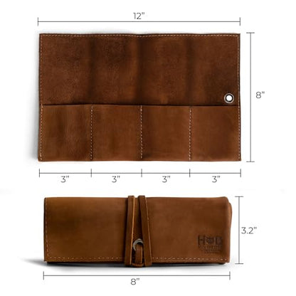 Hide & Drink, Leather Watch Roll Organizer Handmade from Full Grain Leather, Holds Up to 4 Watches, Easy Carry On Watchlover Storage (Swayze Suede) - color: Swayze Suede