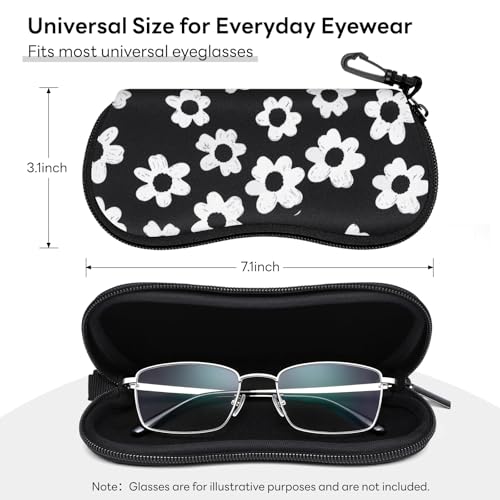 Sunglasses Case with Belt Clip, Ultra Light Neoprene Zipper Soft Padded Glasses Case for Women Men - color: Flowers