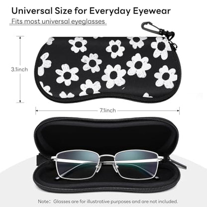 Sunglasses Case with Belt Clip, Ultra Light Neoprene Zipper Soft Padded Glasses Case for Women Men - color: Flowers