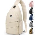 Pritent Crossbody Bags for Women Men Trendy Sling Bag Backpack Casual Chest Bag with Convertible Shoulder Strap - color: Beige, size: Large