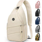 Pritent Crossbody Bags for Women Men Trendy Sling Bag Backpack Casual Chest Bag with Convertible Shoulder Strap - color: Beige, size: Large