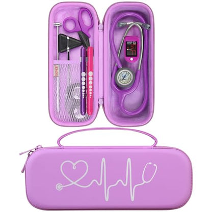BOVKE Stethoscope Case for 3M Littmann Classic III, Lightweight II S.E, MDF Acoustica Deluxe Stethoscopes - Extra Room for Medical Bandage Scissors EMT Trauma Shear and LED Penlights, Light Purple - color: Light Purple