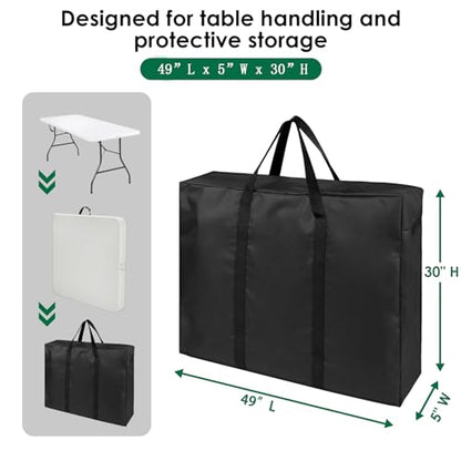 Folding Table Storage Bag, Waterproof Heavy Duty Large Carrying Bag for 8FT Picnic/Camp Tables, Portable Cover with Durable Handles (bag only) - 49" D x 30" W x 4.5" H - size: 8FT Folding Table Bag
