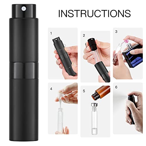 LISAPACK 8ML Atomizer Perfume Spray Bottle for Travel, Empty Refillable Cologne Dispenser, Portable Sprayer (Matte Black) - color: Matte Black