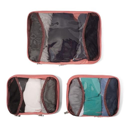 Baggallini Compression Cube 3-piece set - Lightweight Compression Packing Cubes for Travel - color: Terracotta